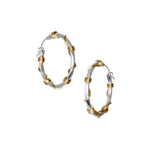 Unique Hoop Earrings - Silver and Gold Wrapped