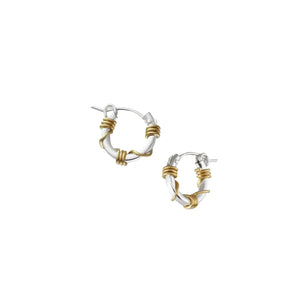 Unique Hoop Earrings - Silver and Gold Wrapped