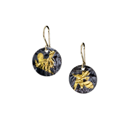 Keum-Boo Disk Black & Gold Earrings - Q Evon Fine Jewelry