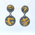 Double Disk Keum-Boo Gold Earrings with Champagne Diamond