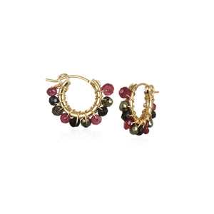 Spinel, Ruby and Gold Hoops