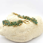 Emerald and Gold Waterfall Dangle Earrings - Q Evon Fine Jewelry