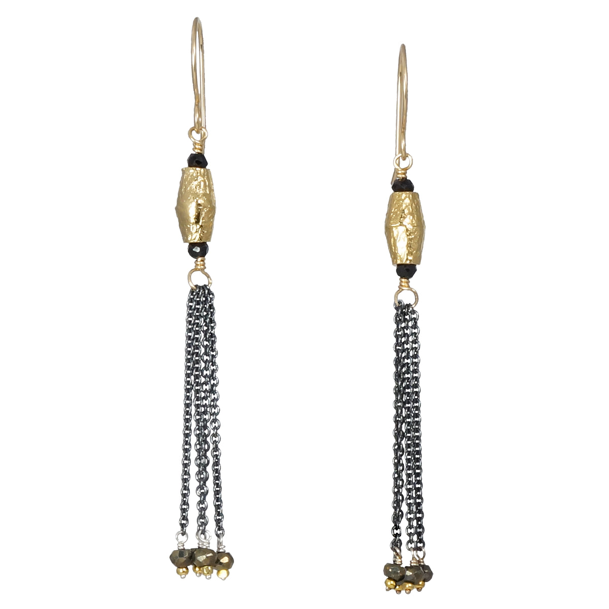 Mixed Metal Earrings with Tassels - Q Evon Fine Jewelry Collections