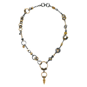 Black and Gold Plumb Bob Sculpture Necklace