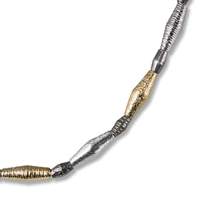 Black, Gold and Silver Handmade Bead Necklace