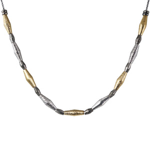 Black, Gold and Silver Handmade Bead Necklace
