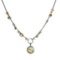Black and Gold Keum-Boo Diamond Disk Necklace - Q Evon Fine Jewelry