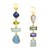 14k Gold Asymmetrical Opal, Tanzanite & Multi-Stone Earrings