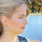 Lapis, Sleeping Beauty Turquoise & White Topaz Drop Earrings