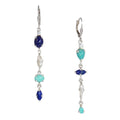 Lapis, Sleeping Beauty Turquoise & White Topaz Drop Earrings - Q Evon Fine Jewelry