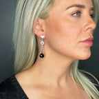 Silver Triangle Drop Earrings with Spinel and White Topaz - Q Evon Fine Jewelry