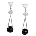 Silver Triangle Drop Earrings with Spinel and White Topaz - Q Evon Fine Jewelry