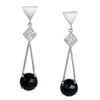 Silver Triangle Drop Earrings with Spinel and White Topaz - Q Evon Fine Jewelry