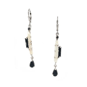 Sterling Silver Dangle Earrings with Spinel and Pearl