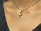 Gold Disc and Gemstone Cluster Mixed Metal Necklace - Q Evon Fine Jewelry