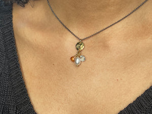Disc and Gemstone Cluster Mixed Metal Necklace