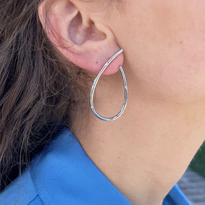 Sterling Silver "J" Hoop Earrings with White Sapphires