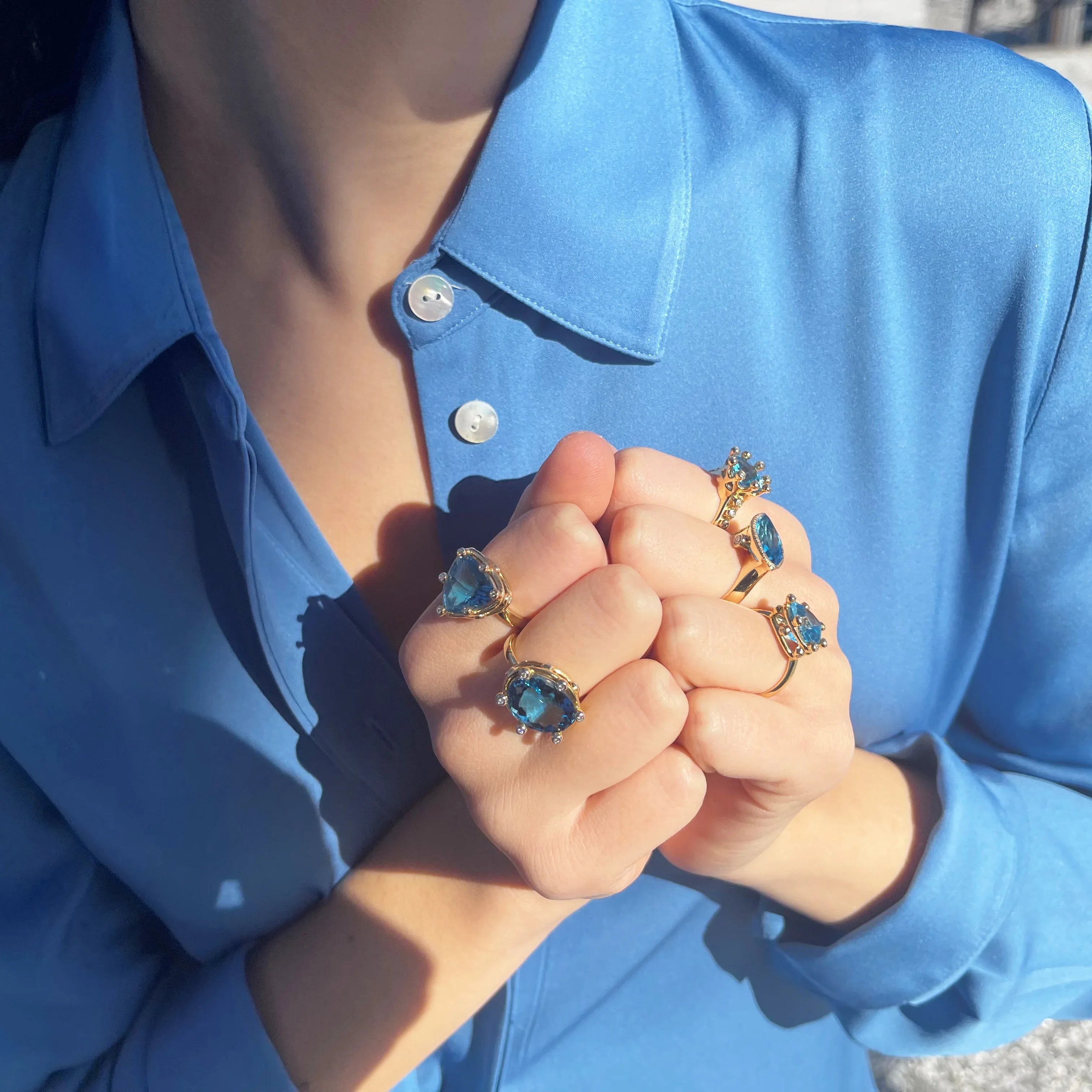 14K London Blue Topaz and Diamond Ring - Q Evon Fine Jewelry