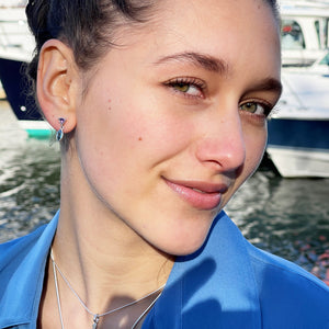 Earrings - Silver, White Rhodium Tiny Petal