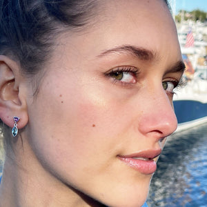 Earrings - Silver, White Rhodium Tiny Petal