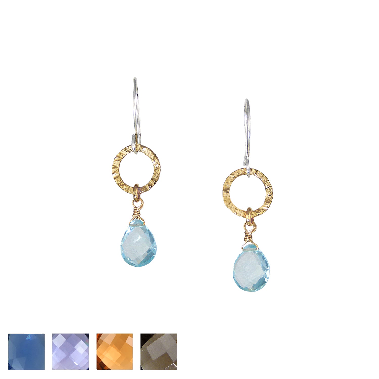 Tiny Hammered Earrings - Gold