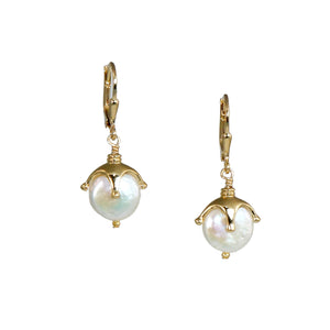 Jester Cap Coin Pearl Earrings - Gold