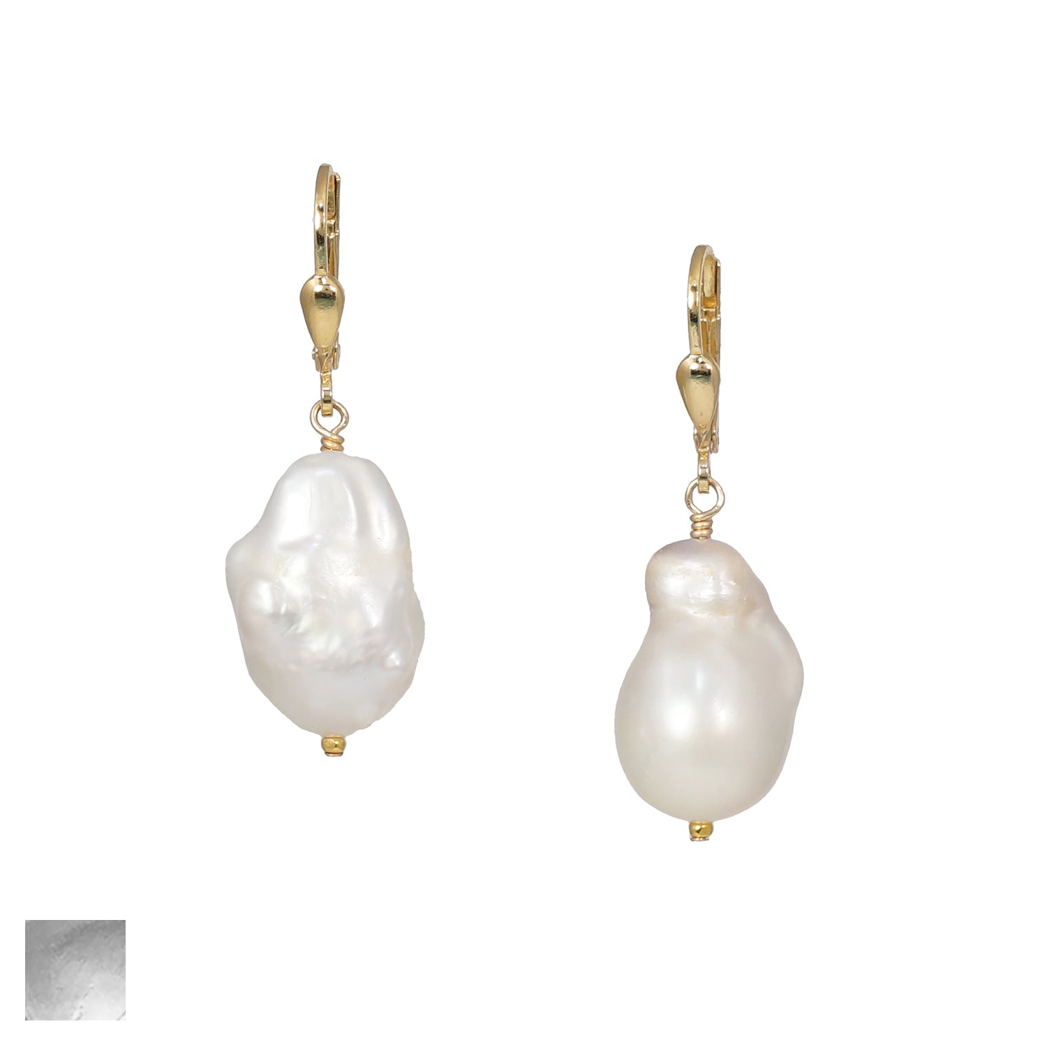 14kt Blue Topaz Baroque Pearl Drop Earrings