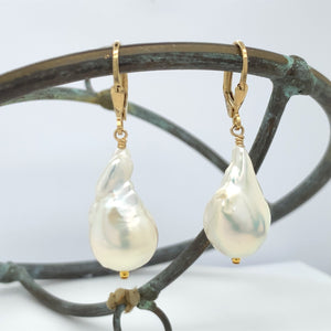 Baroque Pearl Drop Earrings - Silver or Gold