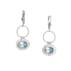 Twisted Silver Oval Gemstone Earrings