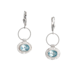 Earrings - Twisted Silver Oval Gemstones