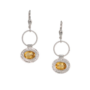 Earrings - Twisted Silver Oval Gemstones