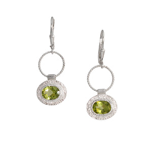 Earrings - Twisted Silver Oval Gemstones