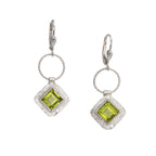 Twisted Silver Square Gemstone Earrings