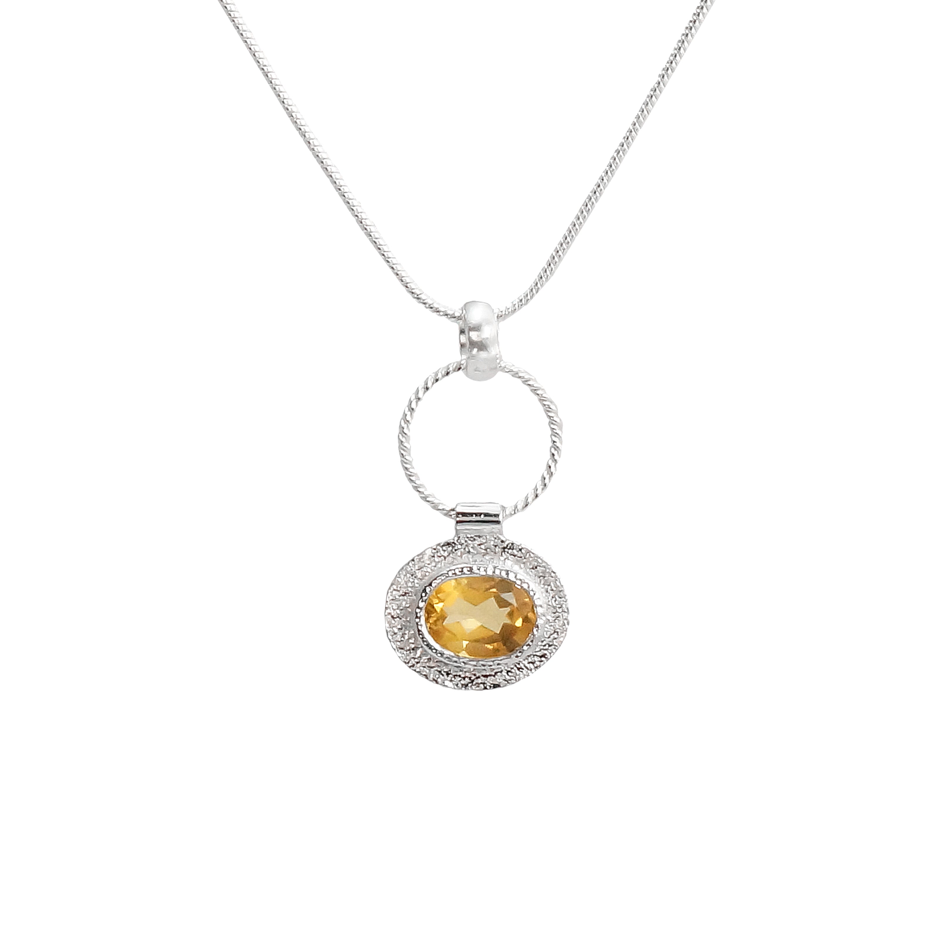 Twisted Silver Oval Pendant