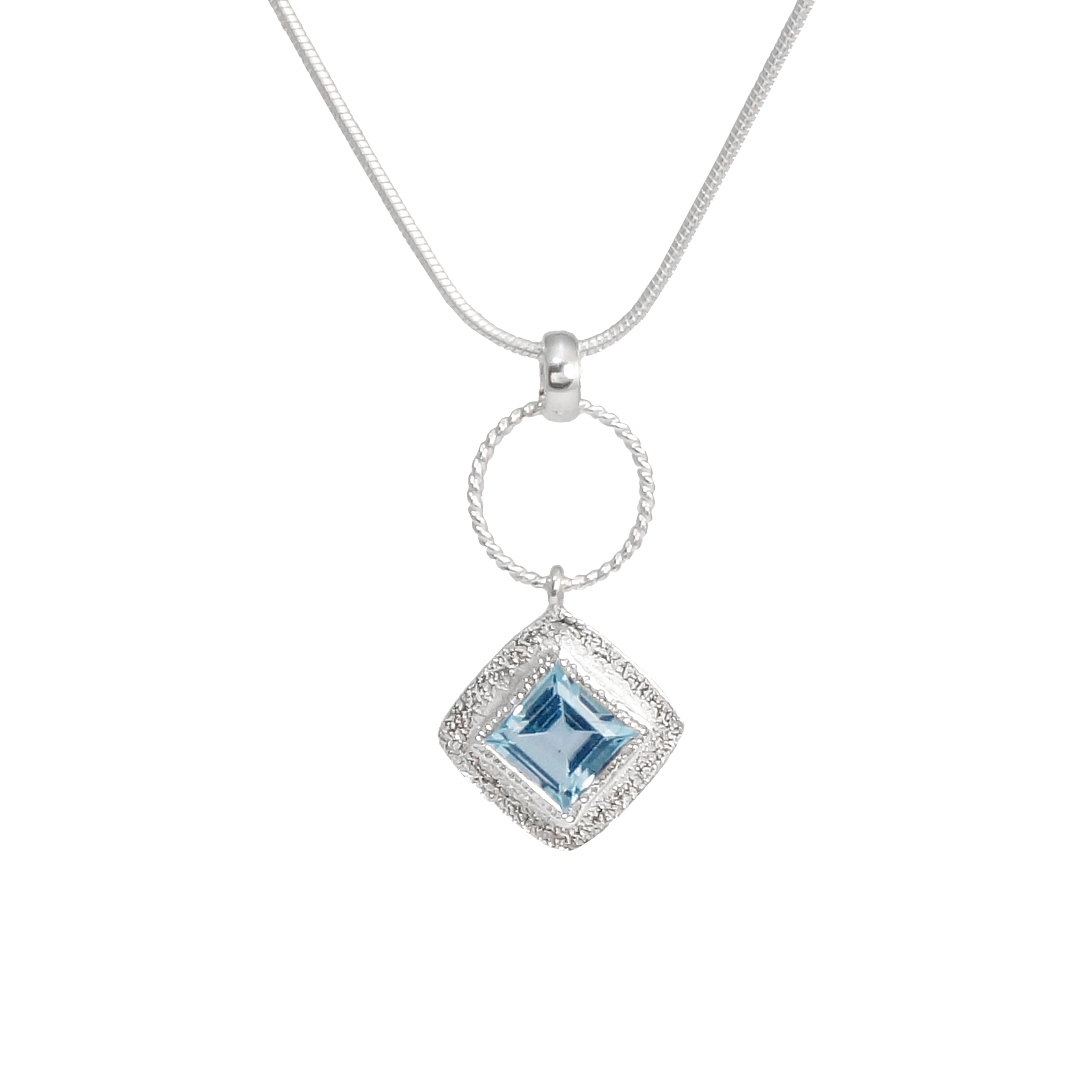 Twisted Silver Square Pendant