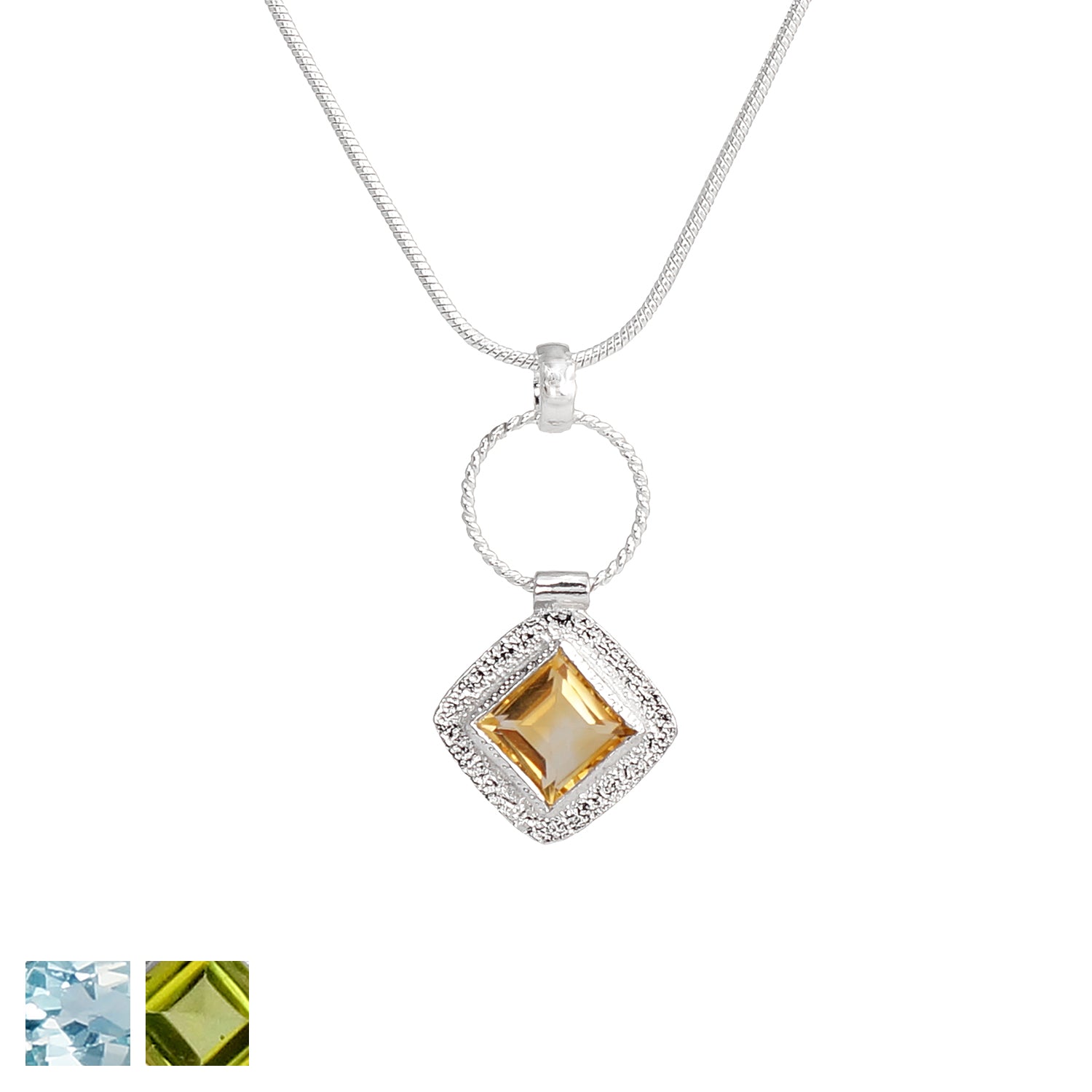 Twisted Silver Square Pendant