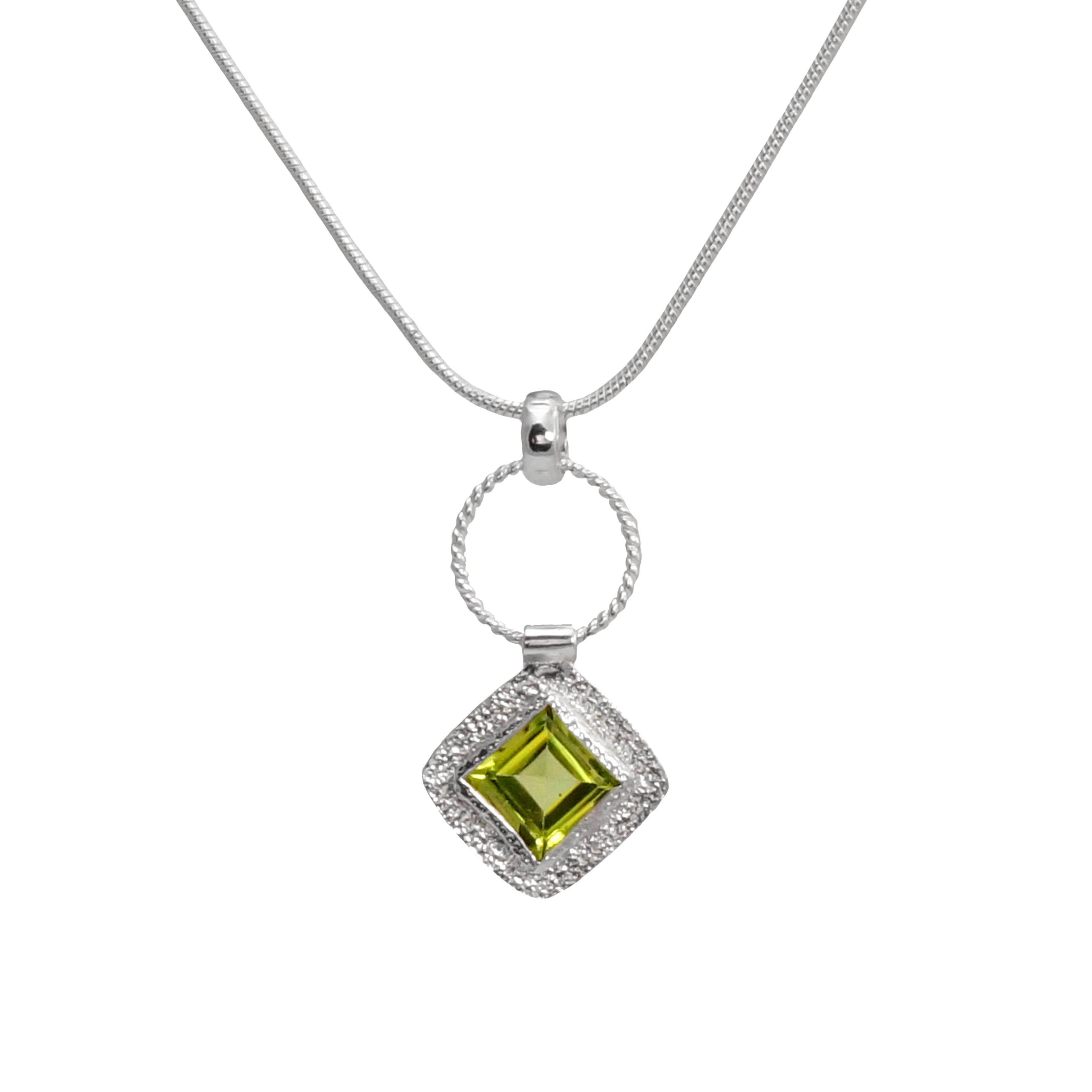 Twisted Silver Square Pendant