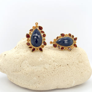 Circle of Fire - 14k Gold and Blue Sapphire Earrings