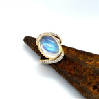 14k Gold Moonstone Ring with White Diamonds - Q Evon Fine Jewelry