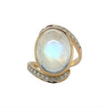 14k Gold Moonstone Ring with White Diamonds - Q Evon Fine Jewelry