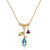 3 Stone Petal Pendant Blue Topaz - 14k Gold with White Diamond, Small