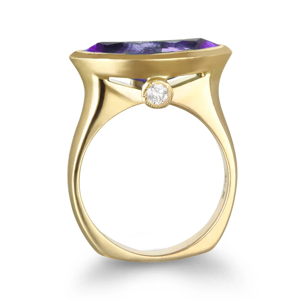 14k Amethyst Ring with White Diamond accents - Q Evon Fine Jewelry