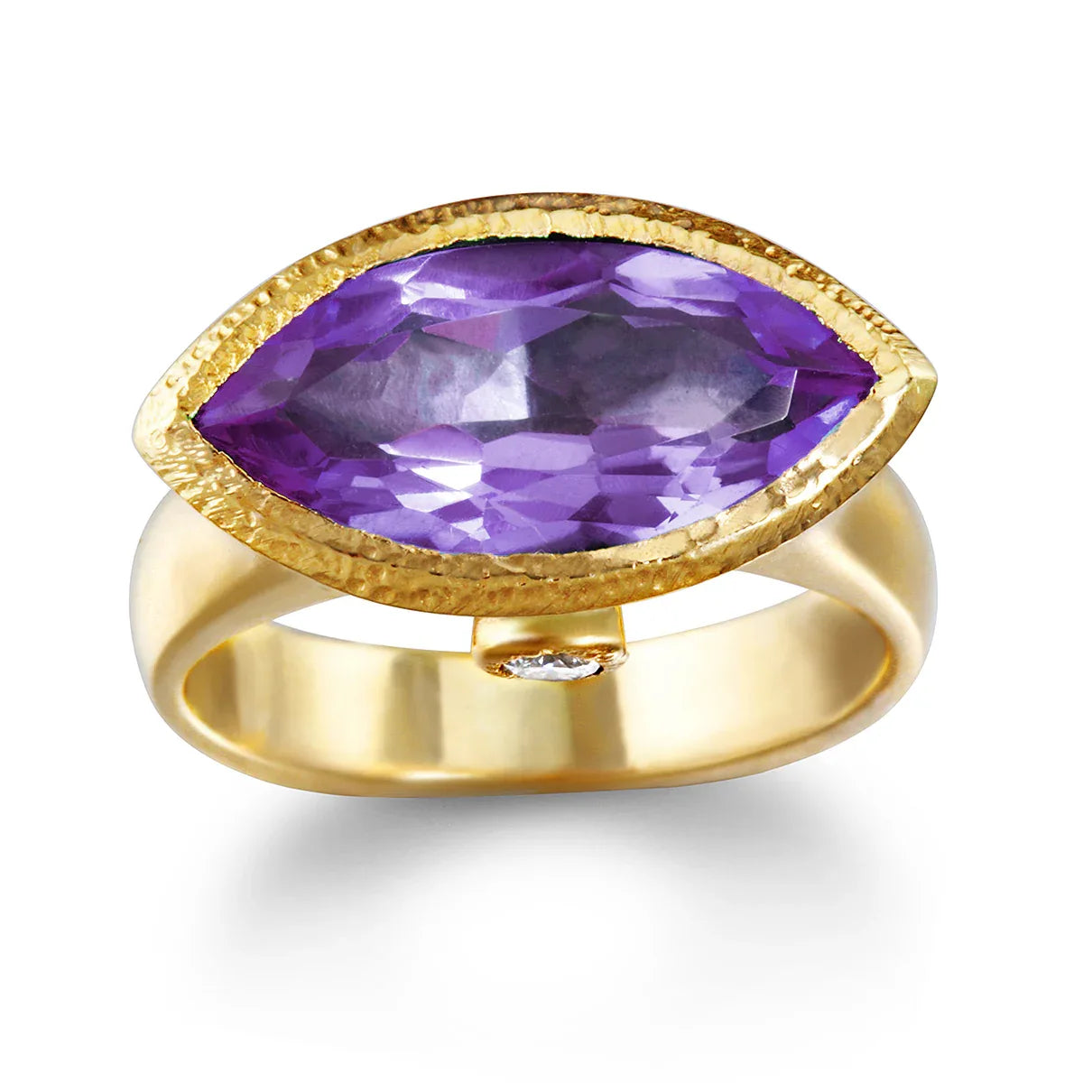 14k Amethyst Ring with White Diamond accents - Q Evon Fine Jewelry