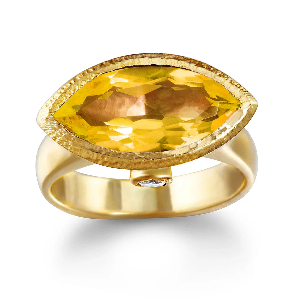 14k Citrine Ring with White Diamond accents - Q Evon Fine Jewelry
