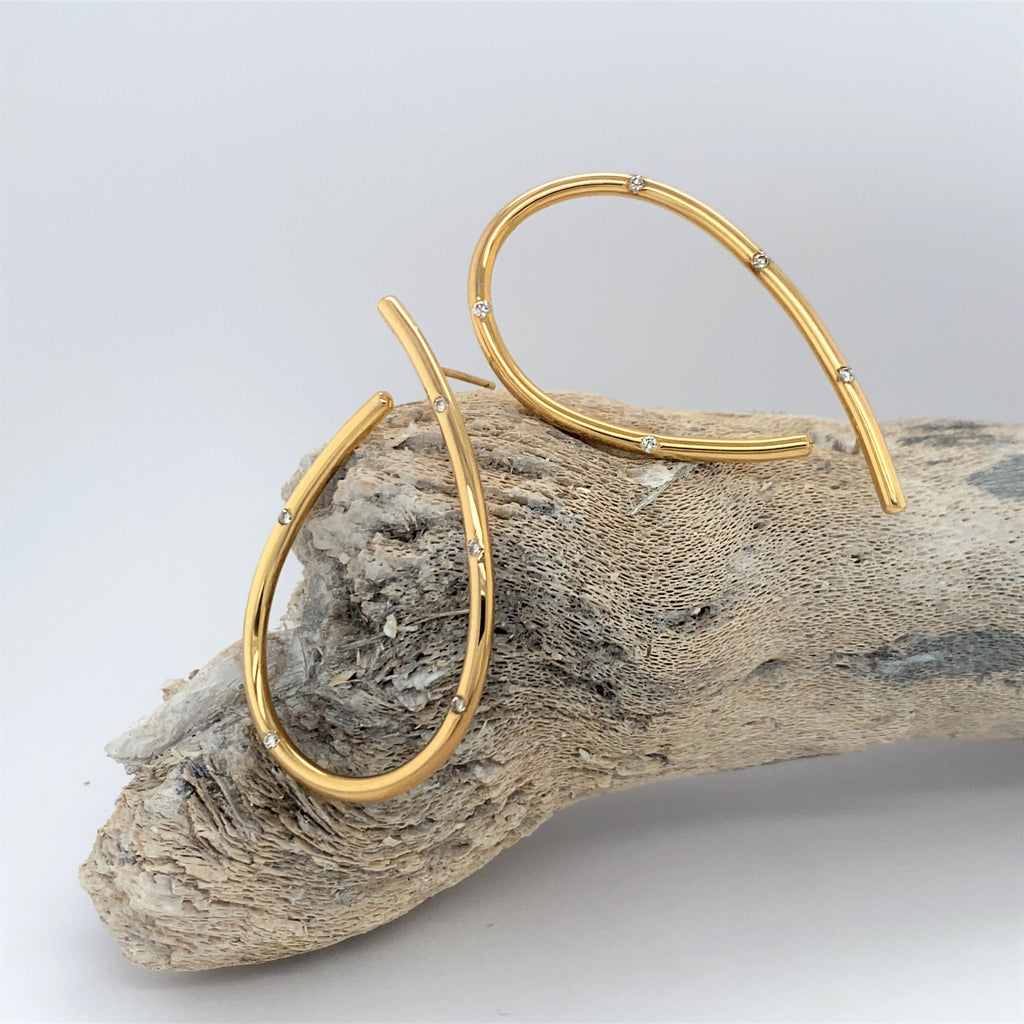 14k J Earrings with White Diamonds
