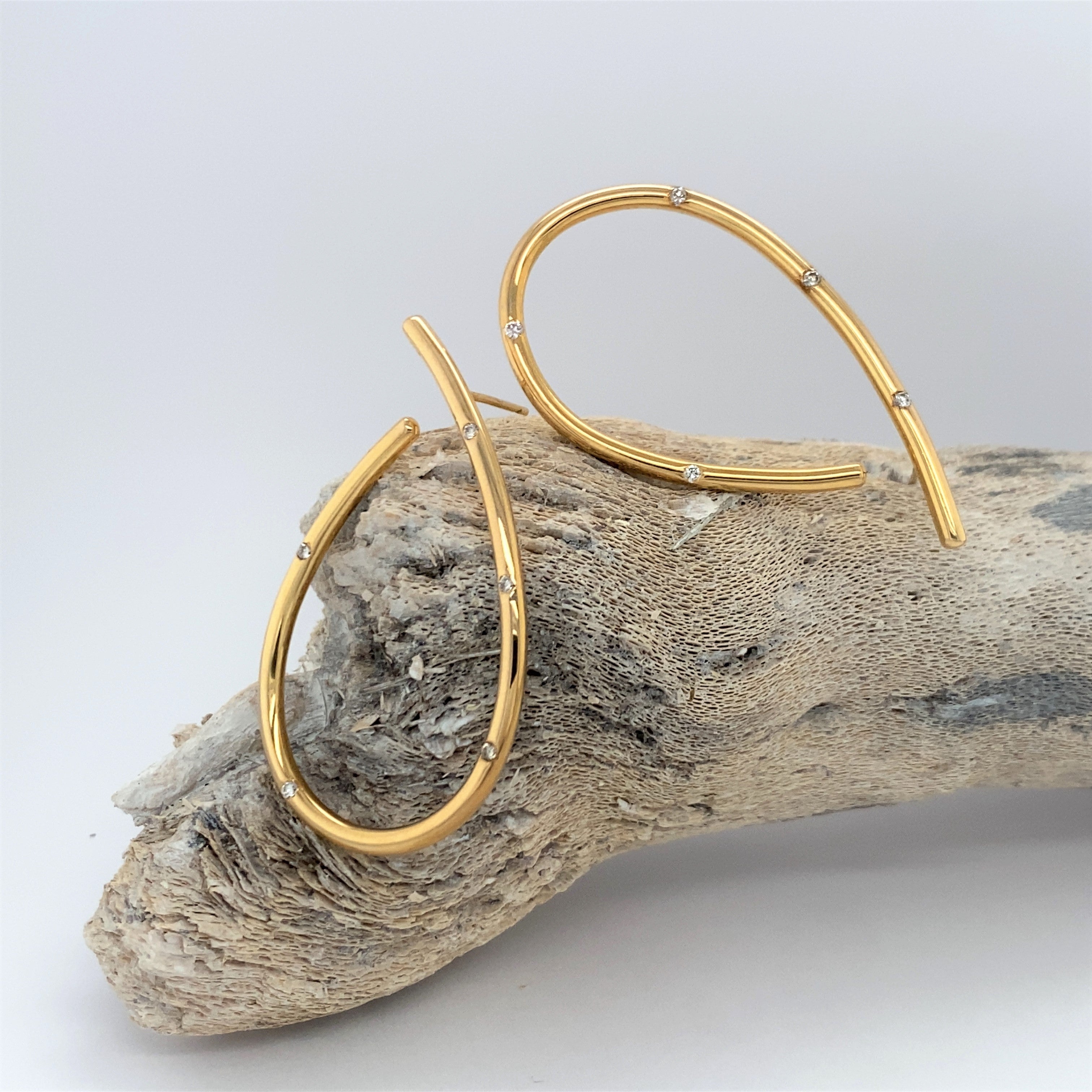 14k J Earrings with White Diamonds