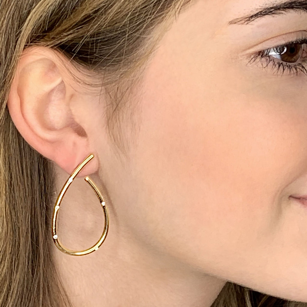 14k J Earrings with White Diamonds