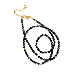 14k Large Black Diamond Mirror Bead Necklace