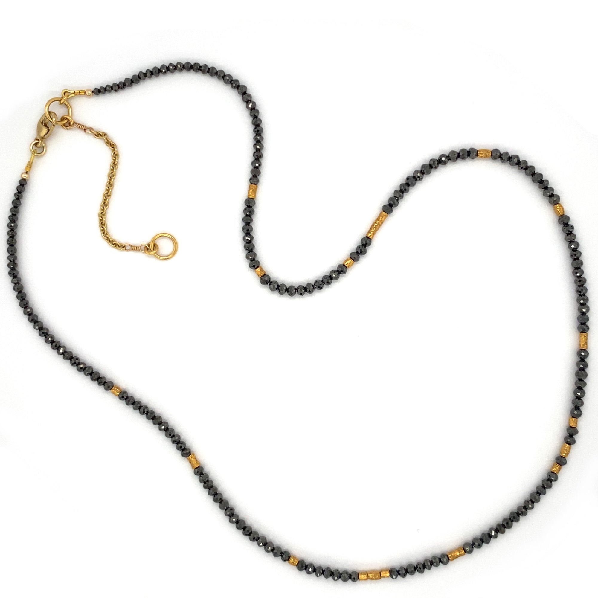 14k Black Diamond Asymmetrical Adjustable Necklace