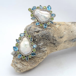 Dream of Moorea - Silver and Baroque Pearl Earrings